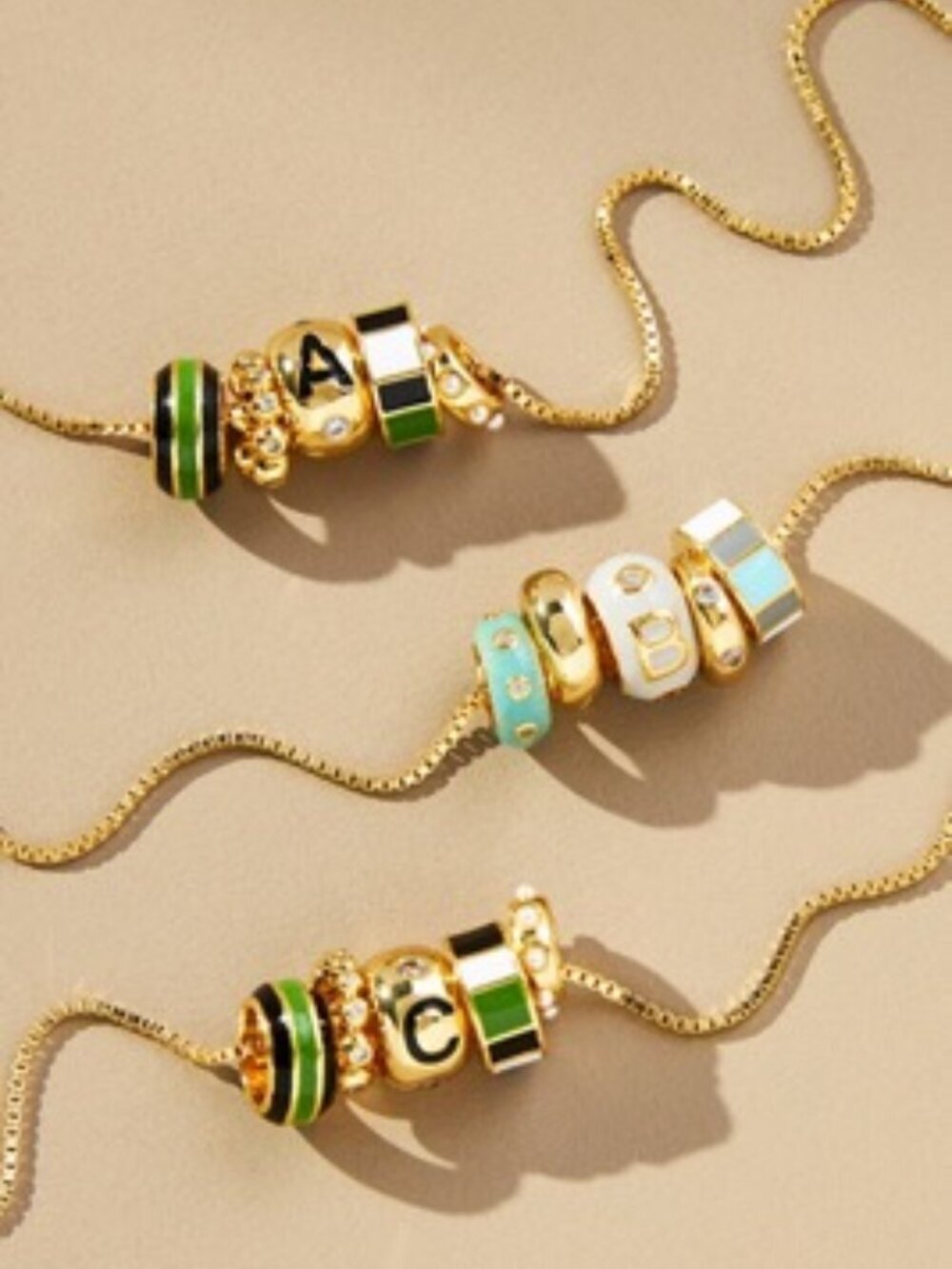 NWT Anthropologie Monogram Beaded Necklace L